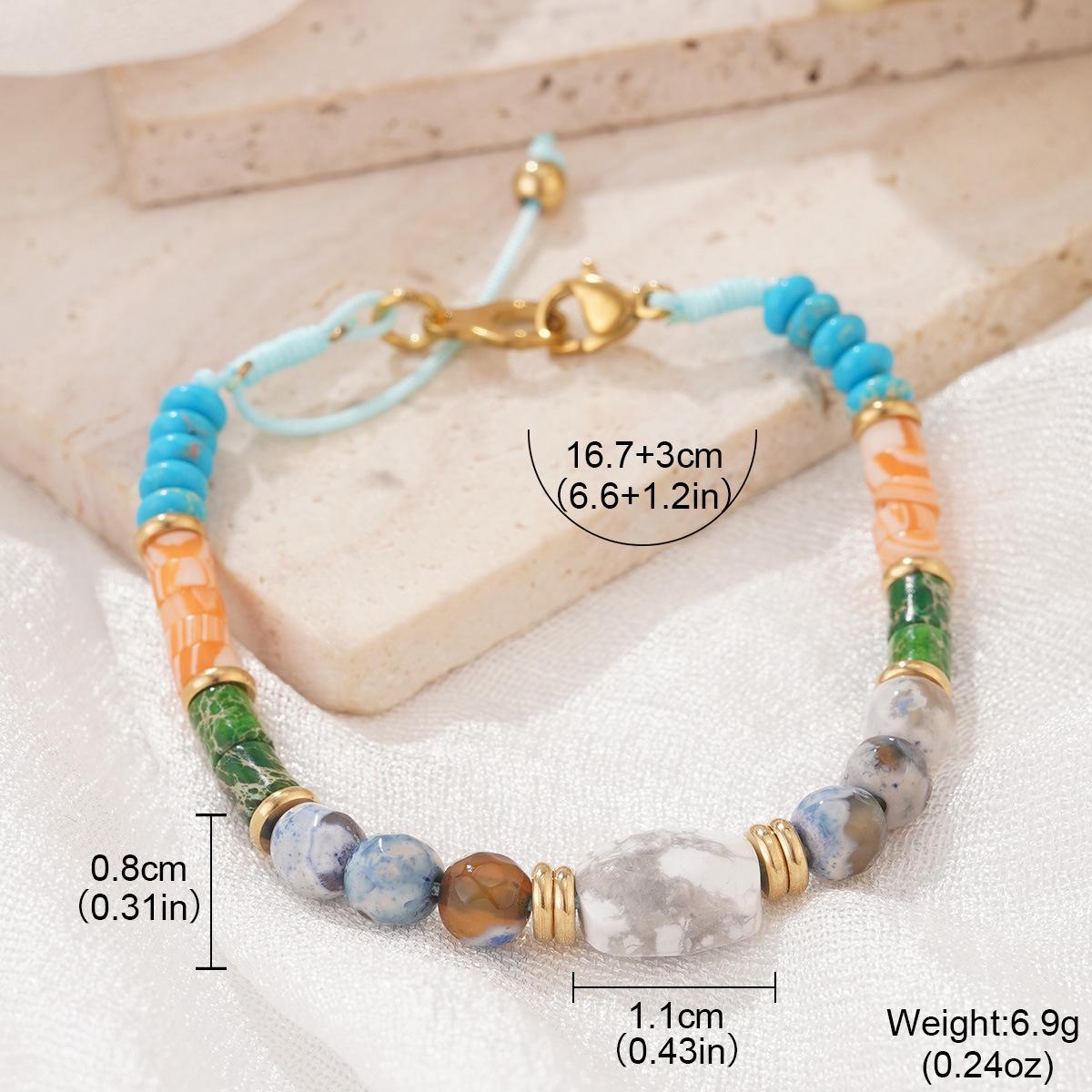 

European and American colored stone jewelry, new bohemian retro trend does not fade, fashionable design sense beaded bracelet