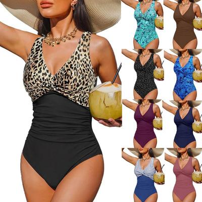 New Popular One-piece Bikini Sexy Leopard Print Splicing European and American Thin Waist Swimsuit Swimsuit