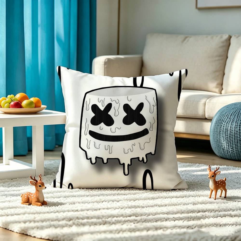 M-marshmello Singer Square Double-Sided printed Pillow Case Bedroom Bedside Pillow Sofa Cushion Cover