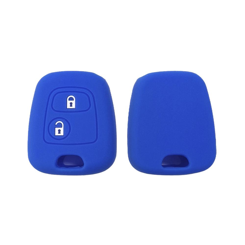 1Pc Black/Red/Blue Straight Plate 2-Key Silicone Keycase,For Toyota Aygo/Peugeot 107 206 307 207 408/Citroen C2 C3 C4,Car Parts