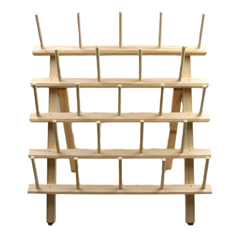 Solid Wood Folding Sewing Thread Rack - Large Spool Holder, Wall-Mounted or Desktop, Available in 4 Styles