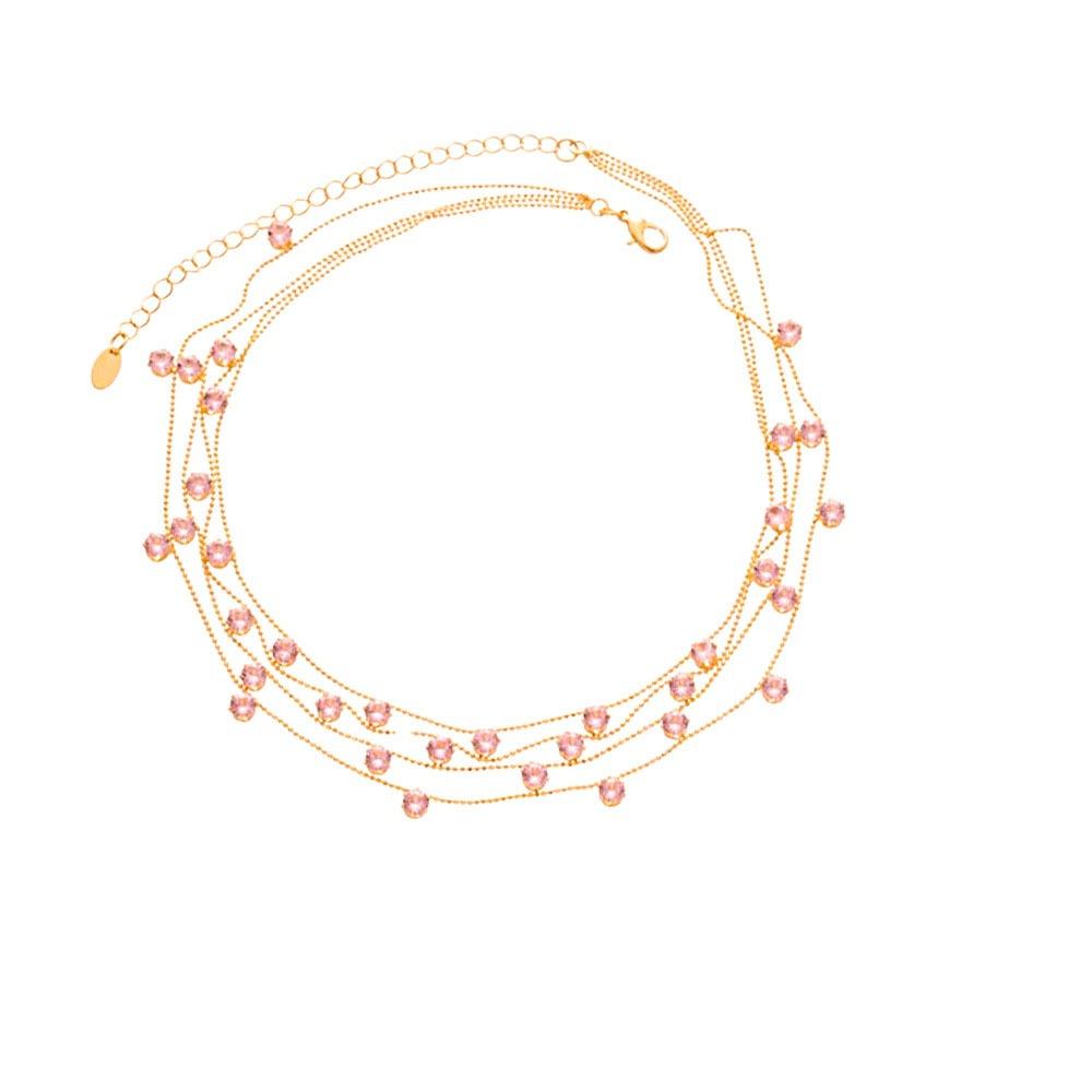 Elegant Vintage Rhinestone Necklace Exquisite Colored Crystal Necklace  Women