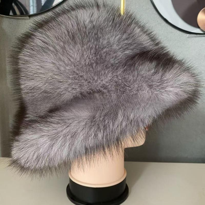 Fashion Autumn and Winter Thickened for Warmth Plush Fisherman Hat Women Windproof Ear Protection Big Eave Dome Bucket Hat