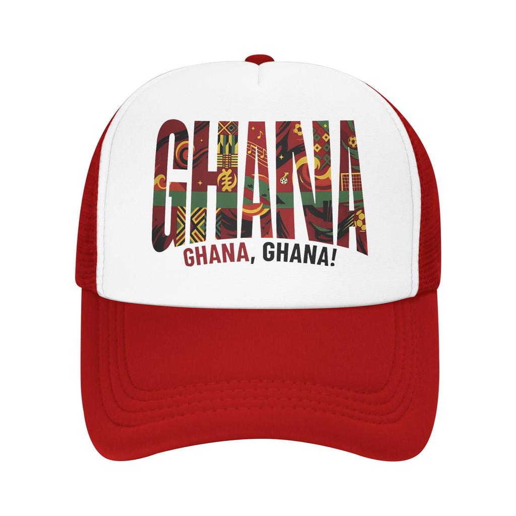 Ghana National Team  Sun Hats  Yk Cute Unisex Adult Mesh Trucker Hat Wholesale Custom Logo Hunting Camping Baseball Caps Gift