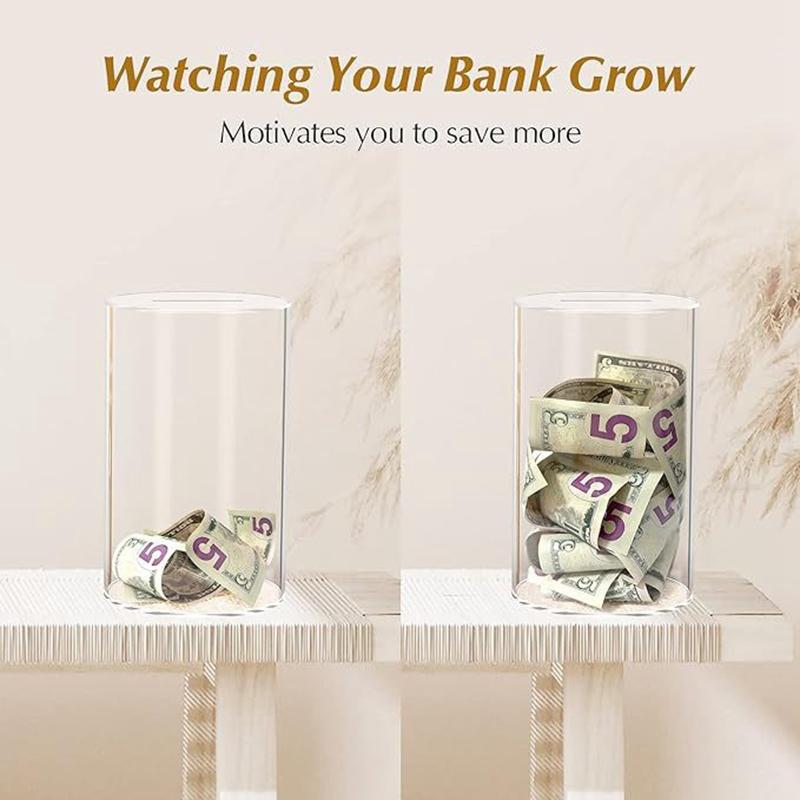 Acrylic Transparent Piggy Banks for Adults Clear Money Box Saving Bank Break To Open Cash Can Jar Coin Storage Organizer Case