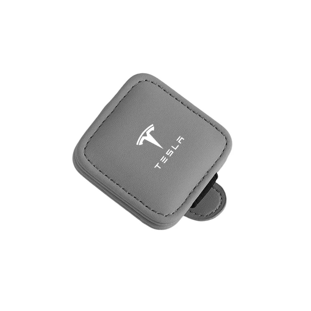 

Car Sticker Tesla Car Leather Glasses Clips Sun Visor Sunglasses Storage Holder Accessories For Tesla Model 3 Model S Model X Co
