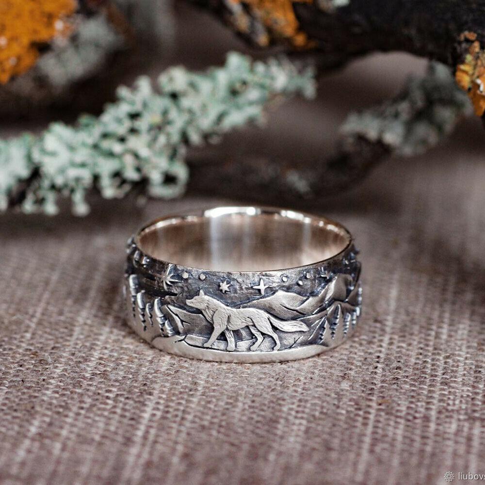 Loyal Wolf Couple Rings - European & American Plated S925 Retro Thai Silver Rings