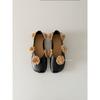 Sheepskin Version~ 2025 New Square Head Raffia Flower Niche Design Shallow Leather Classic Versatile Single Shoes