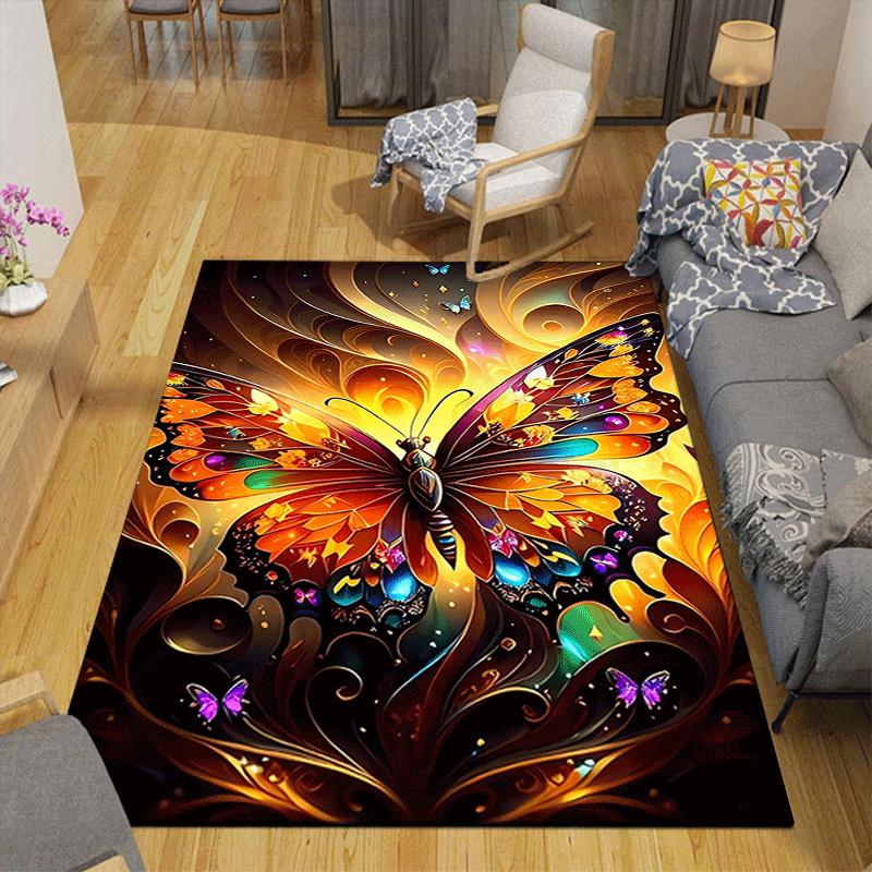 1pc Mysterious butterfly Print, Design Indoor Area Rug, Soft, Anti-Slip, and Durable Gaming Room Decor for Bedroom, Living Room, and Exercis