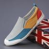 FashionUltra-light Soft Canvas Shoes for Men Color Matching Casual Sneakers Summer Leisure Walk Flat Hand-stitching Man Slip On Loafers