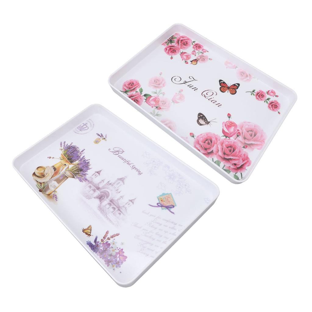 Plastic Serving Tray Rectangular 15.4x10.6in Reusable Food Platter for Snack Fruit Cookies Desserts 