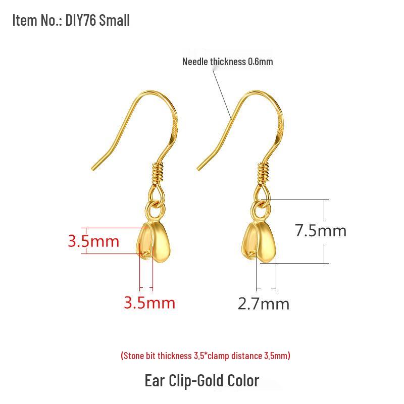 

925 Sterling Silver Pearl Jade Clip-on Earring Ear Hooks & Cuffs DIY Components