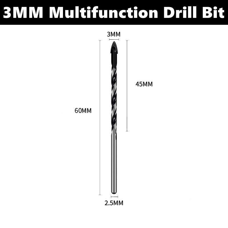 3-12mm Multifunctional Triangle Drill Bit Diamond Drill Set Ceramic Tile Concrete Brick Wood Glass Punching Hole Saw Metal Drill