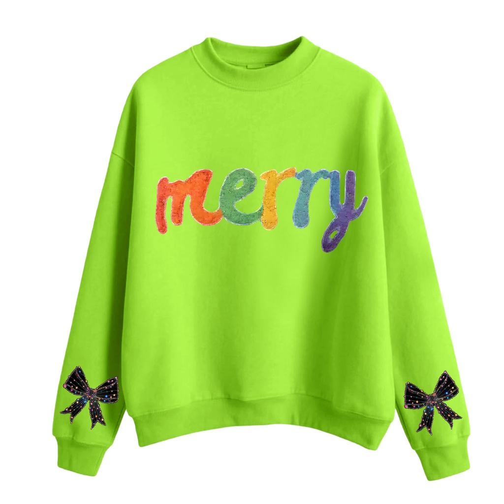 Women's Fashion Casual Round Neck Long Sleeve Christmas Printed Sweatshirt