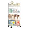 Transparent Storage Rack Rolling Trolley Storage Rack Transparent Bathroom Shelf with Hanging Baskets Wheels