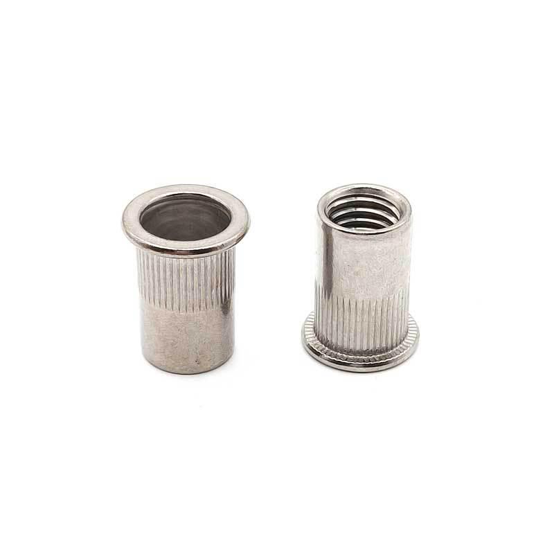 304 Stainless Steel Knurled Vertical Ribbed Flat Head Rivet Nut M3-M12