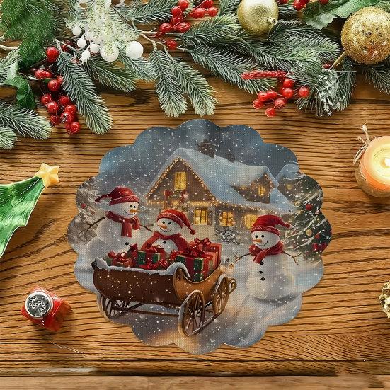 Tapis décoratif d'isolation thermique Rond Set de table de Noël, 14 pouces Motif festif Antidérapant Protecteur de table, Protecteur de table pour maison de vacances Endroit pour