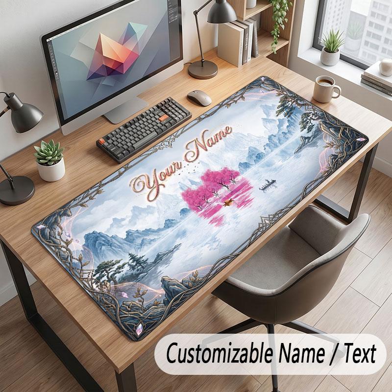 Nature Library Travel Theme Customized Mouse Pad Personalized Print Name Text Desk Mat For Home Office Table Decor