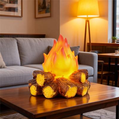 LED Simulated Firewood Flame Lamp Christmas Halloween Outdoor Camping Decor Ornaments Artificial Campfire Lamp Living Room Decor