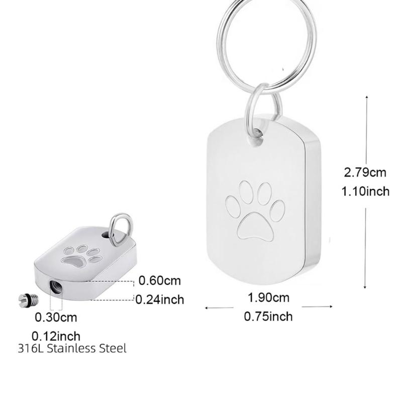 Pet Cremation Jewelry for Ashes Pet Urns Keychain with Paws Print for Dog Cats Ashes Animal Lover Keepsakes Gift