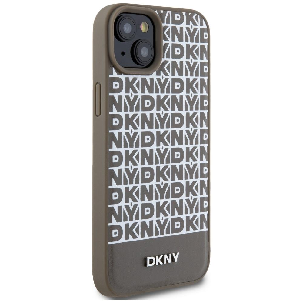 Dkny Dkhmp15Spsospw Iphone 15 / 14 / 136.1 Brązowy/Brown Hardcase Leather Printed Pattern Metal Logo Magsafe