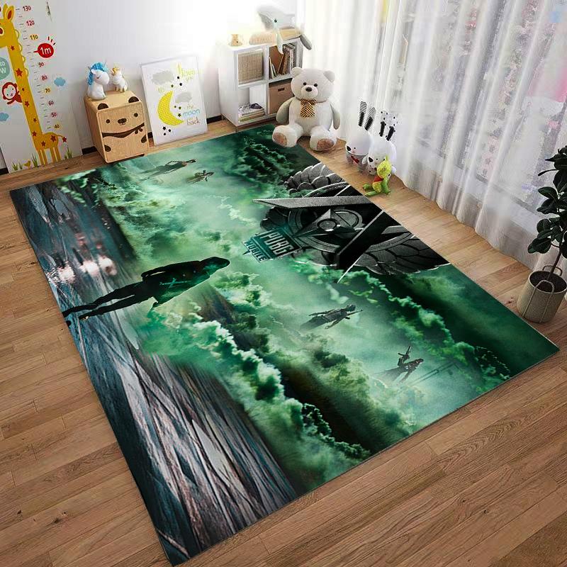 PUBG Mobile Inspired Rug with Bold Action Figures and Mysterious Vibes Suitable for use as an anti-slip game mat for living room and bedroom sofas