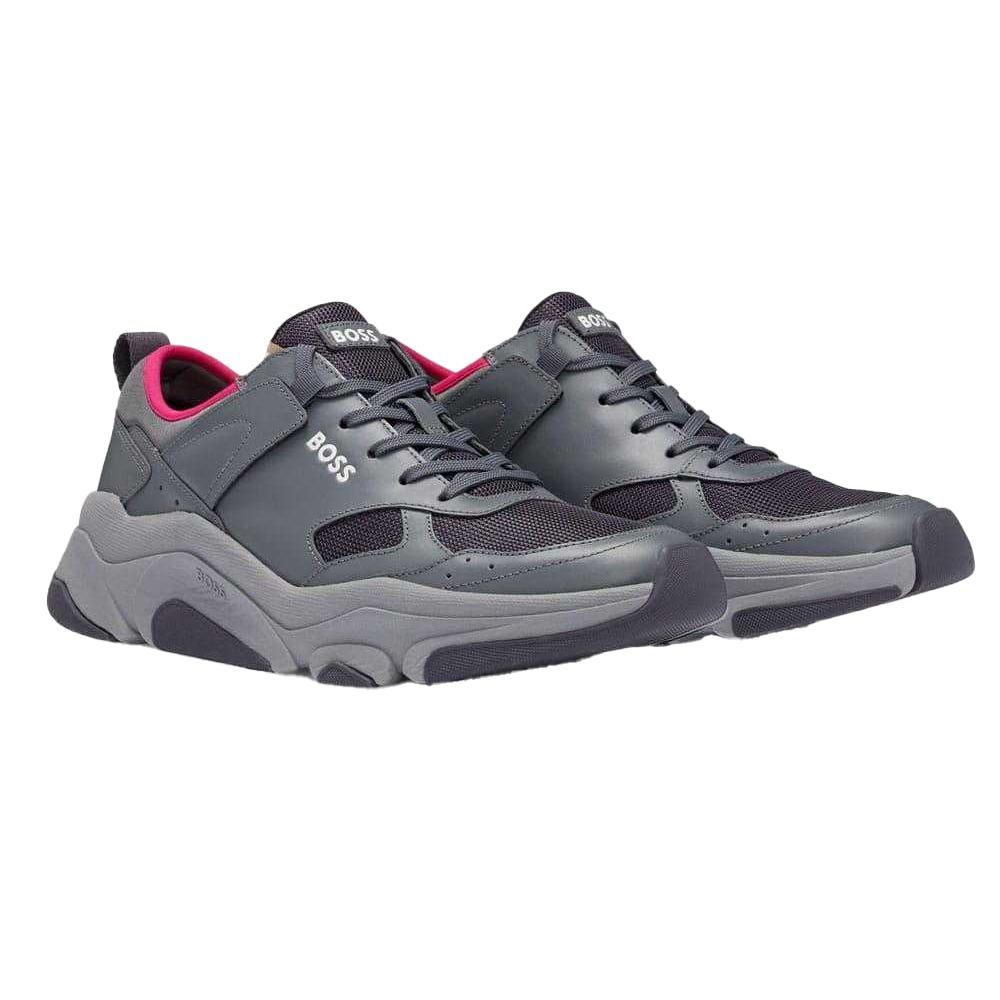 Hugo Boss Mens Asher Leather Running Trainers