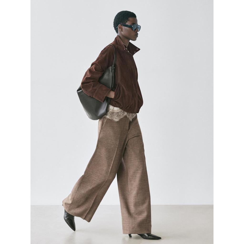 Masimodutti Wool Blend Wide Leg Volume Pants