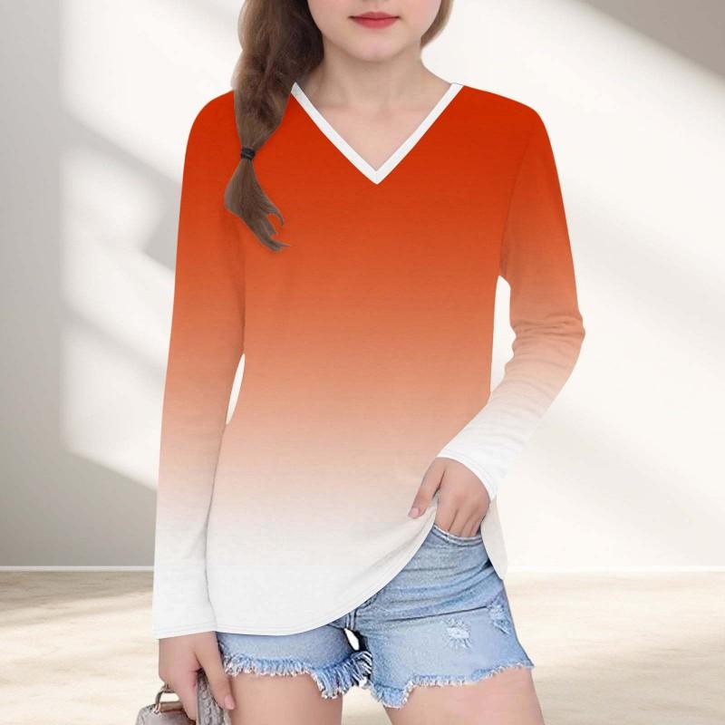 Womens V-Neck Long Sleeve Loose Fit T-Shirt With Polka Dot Print Casual Oversized Top Daily Wear