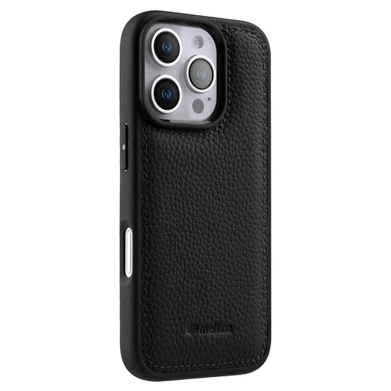 

MELKCO Чохол для iPhone 16 Pro Max Покриття з натуральної коров ячої шкіри PC Чохол для телефону Black