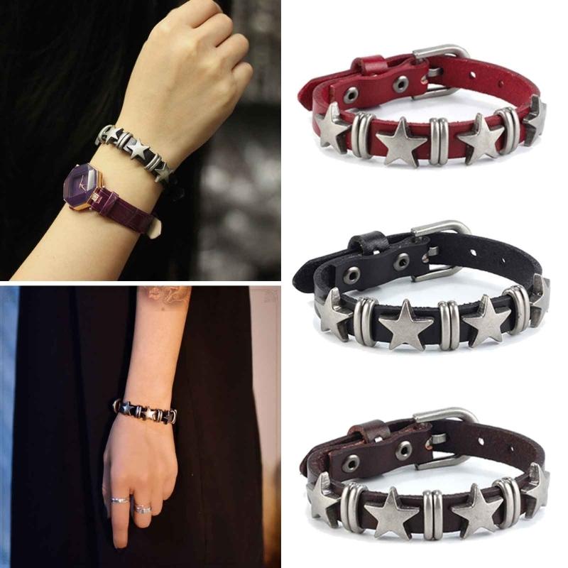 Vintage Stern Leder Uhrenarmband Armband für Damen Süß Cool Charm Mode Verstellbares Armband Halloween Schmuck Geschenk
