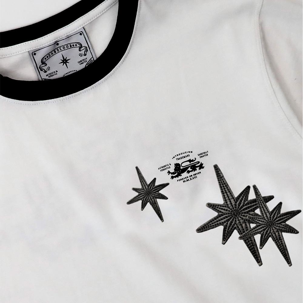 BADBLOOD Cosmo Multi Patch Ringer T-Shirt - White