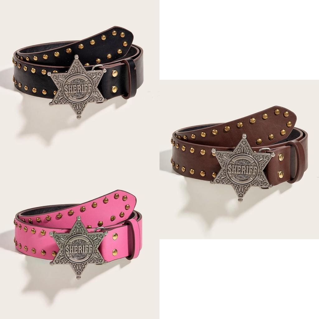 Fashionable Punk Style Wide Belt With Personality For Women's Denim Pants
