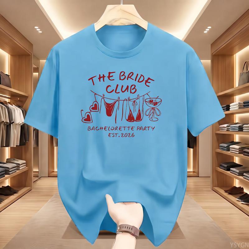 The Bride Club Bachelorette Party Graphic Print Women T-shirt Short Sleeve O-Neck Casual Top Women's Clothing