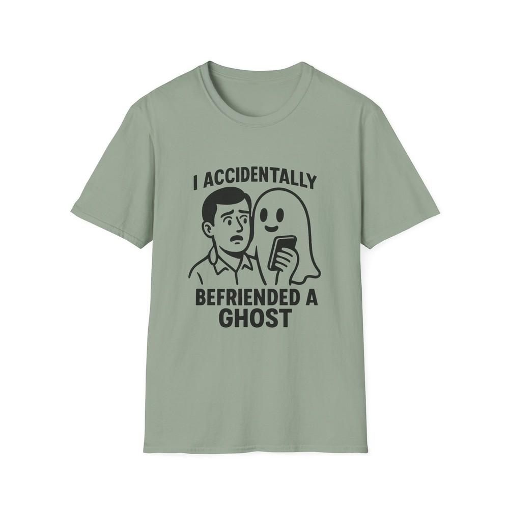 

Unisex Softstyle T-Shirt I Befriended a Ghost, Comic Style Shirt, Quirky Humor 2XL