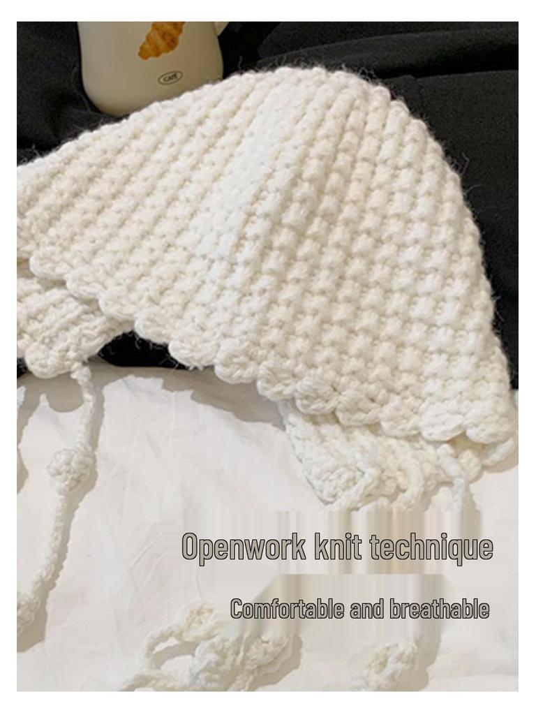 Kawanishi Women's Handmade Wool Beanie with Tassel and Ear Protection