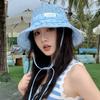 Sweet small fresh plaid bucket hat summer big brim thin student travel versatile sunshade sunscreen hat