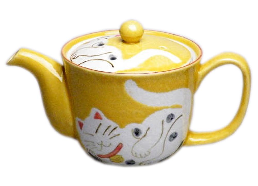 

Кошачий горшок с дизайном «Счастливый кот» (желтый) - Японский сувенир, подарок