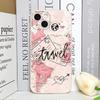 Pink World Map Travel Label Printed Phone Case for IPhone 16 15 14 11 Pro Max 13 12 Mini XR XS X 7 8 Plus SE20 Soft Cover Fundas