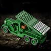 Boys assemble toys Soviet Katyusha multiple rocket launcher building blocks heavy transport vehicles self-propelled artillery
