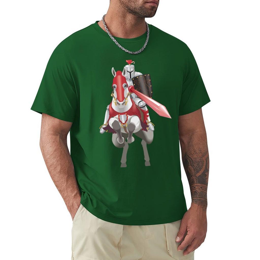 Medieval Knight In Armor On Horse T-Shirt Summer Tops Animal Prinfor Boys New Edition Fruit Of The Loom Mens T Shirts