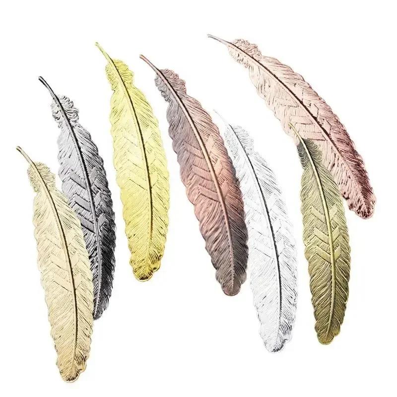 Creative metal feather bookmark Chinese vintage page cool book tag school offers party gifts.