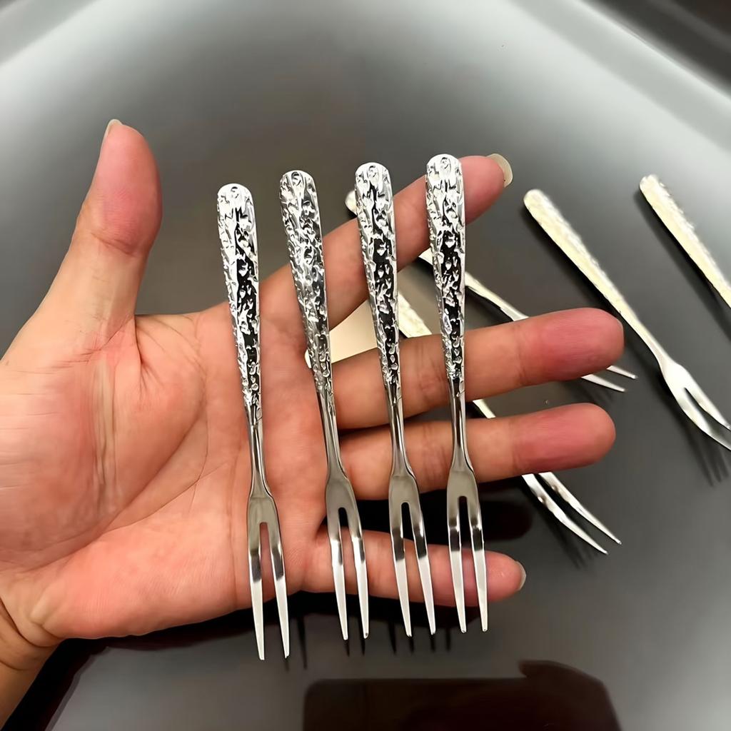 Super  Polished High  Quality Appearance Level Stainless Steel Two  Prong Dessert Fruit Fork 10PC
