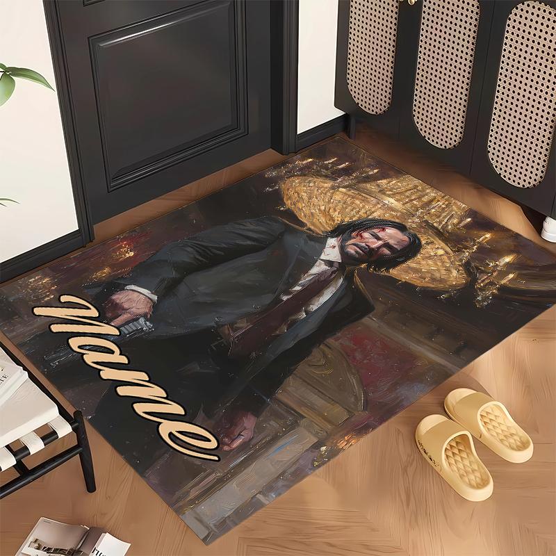 Baba Yaga John Wick (1) Personalized Name Office Carpet Stylish Decor for Living Room Bedroom Kitchen