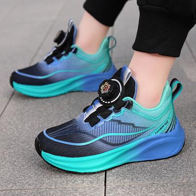 Children's Button Sneakers Carbon Board Student Professional Running Shoes Breathable Mesh New Boys and Girls Training Running Shoes