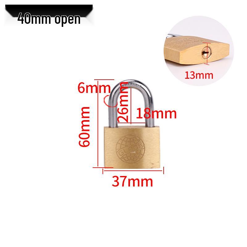 Small Brass Anti-Theft Padlock for Household Doors, Cabinets, and Dormitories with Thickened Lock Head and Key