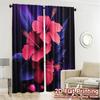 2D FLAT PRINTING 2pcs Curtains (Without Rod) Floral Hibiscus in Neon Glow Ramadan Festival Fashion Curtains Durable Polyester