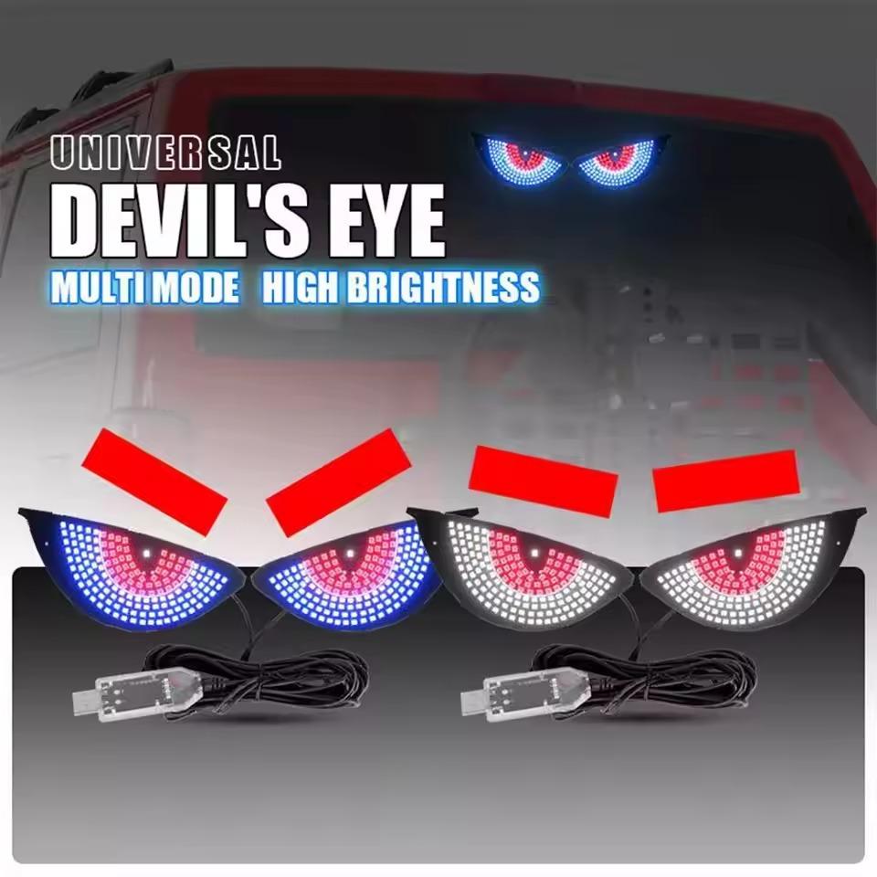 Devil's Eyes LED Light Vehicle Signal Lights Matrix Panel Light Warning Strobe Lights USB Plug-in Decorations for Car Windshield