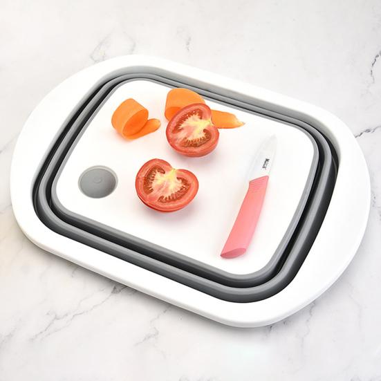 Planche à découper pliable Double couche Planche à découper de cuisine Panier à vaisselle Organisateur de cuisine portable pour la maison, le camping, les voyages