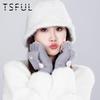 TSFUL Women's Winter Plush Half-Finger Flip-Top Gloves